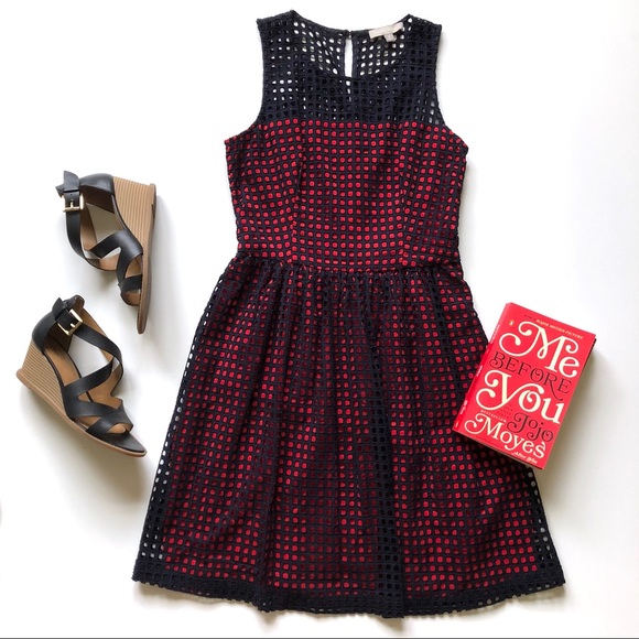 Banana Republic Dresses & Skirts - Banana Republic Red & Navy Blue Eyelet Dress